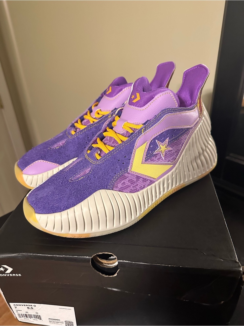 Converse Purple and Yellow Athletic Sneakers